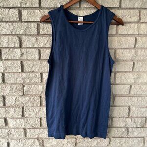 Zyia Active Navy Ribbed Parallel Seamless Tank Size XL